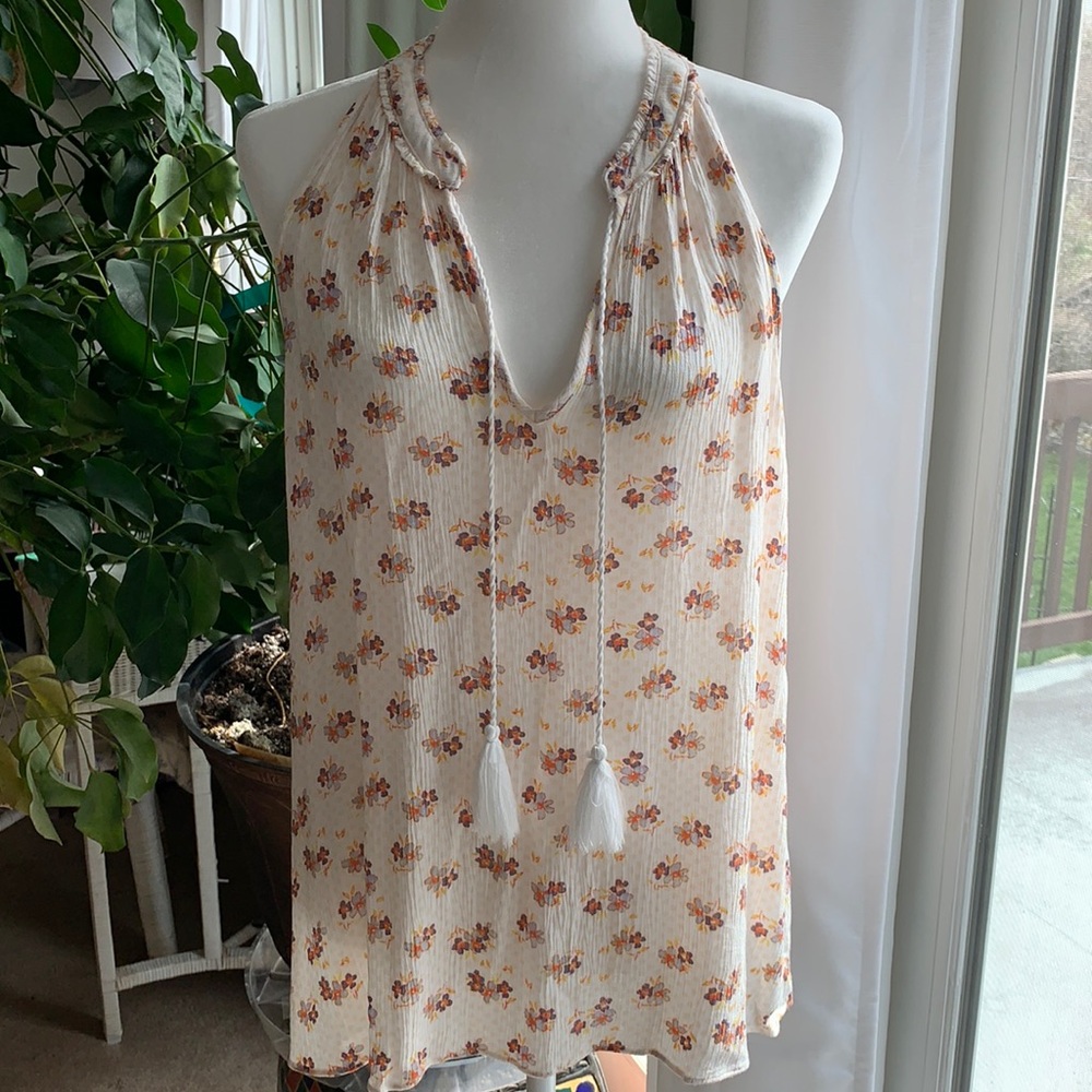 Lauren Conrad Floral Mock Halter Sleeveless Top XL